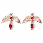 The Carat Shop – Harry Potter zilveren vergulde fawkes oorbellen met rode kristallen