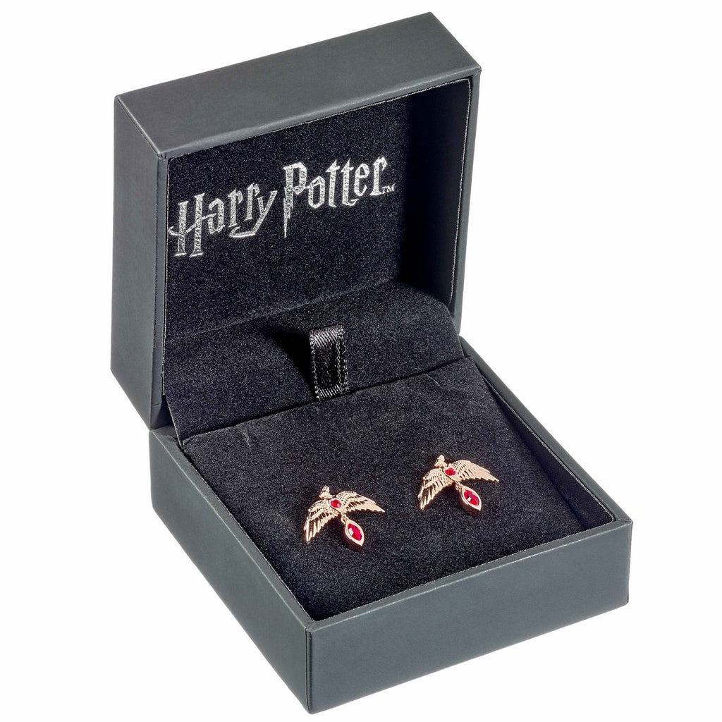 The Carat Shop – Harry Potter zilveren vergulde fawkes oorbellen met rode kristallen