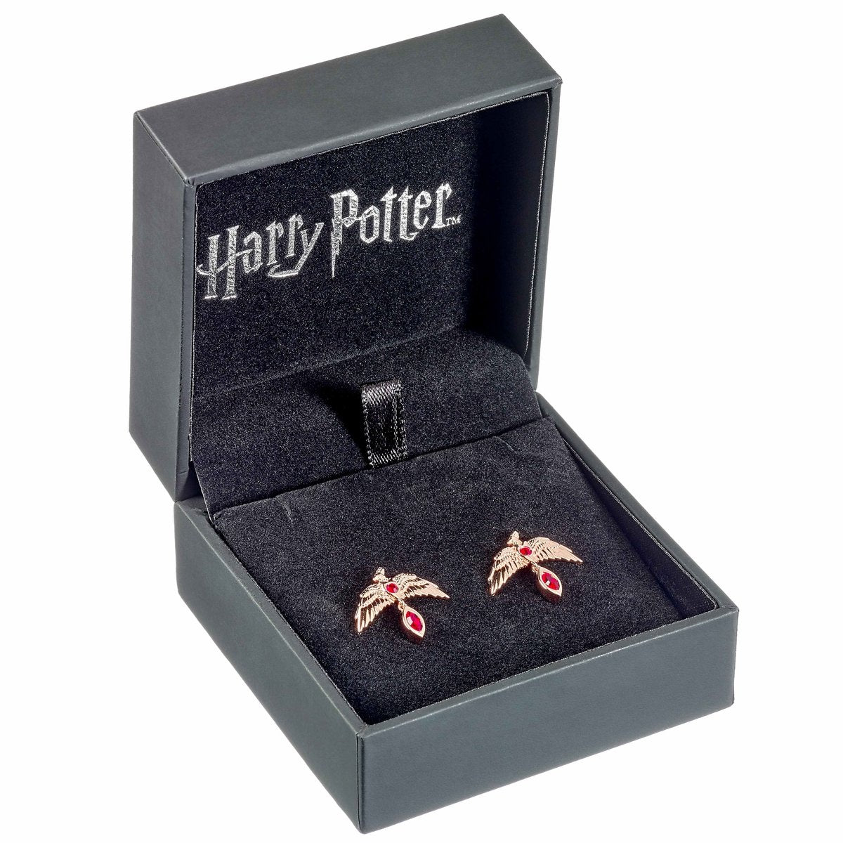 The Carat Shop – Harry Potter zilveren vergulde fawkes oorbellen met rode kristallen