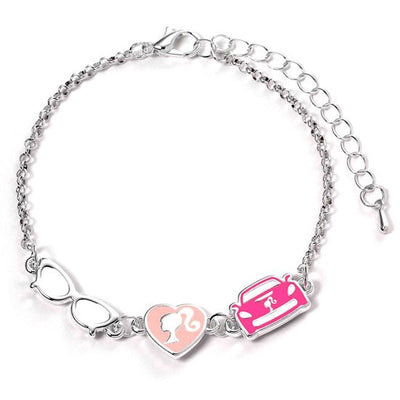 The Carat Shop – barbie – bedelarmband met drie klassieke bedels – barbie – bril en roze auto