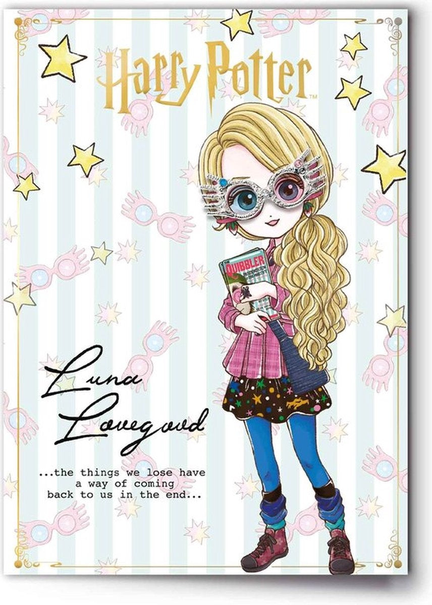 The Carat Shop – Harry Potter – luna lovegood verjaardagskaart – vriendschapskaart – felicitatiekaart met gratis pinbadge