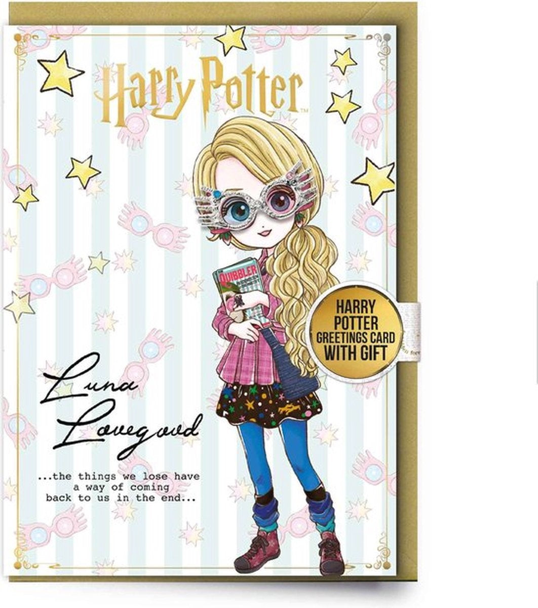 The Carat Shop – Harry Potter – luna lovegood verjaardagskaart – vriendschapskaart – felicitatiekaart met gratis pinbadge