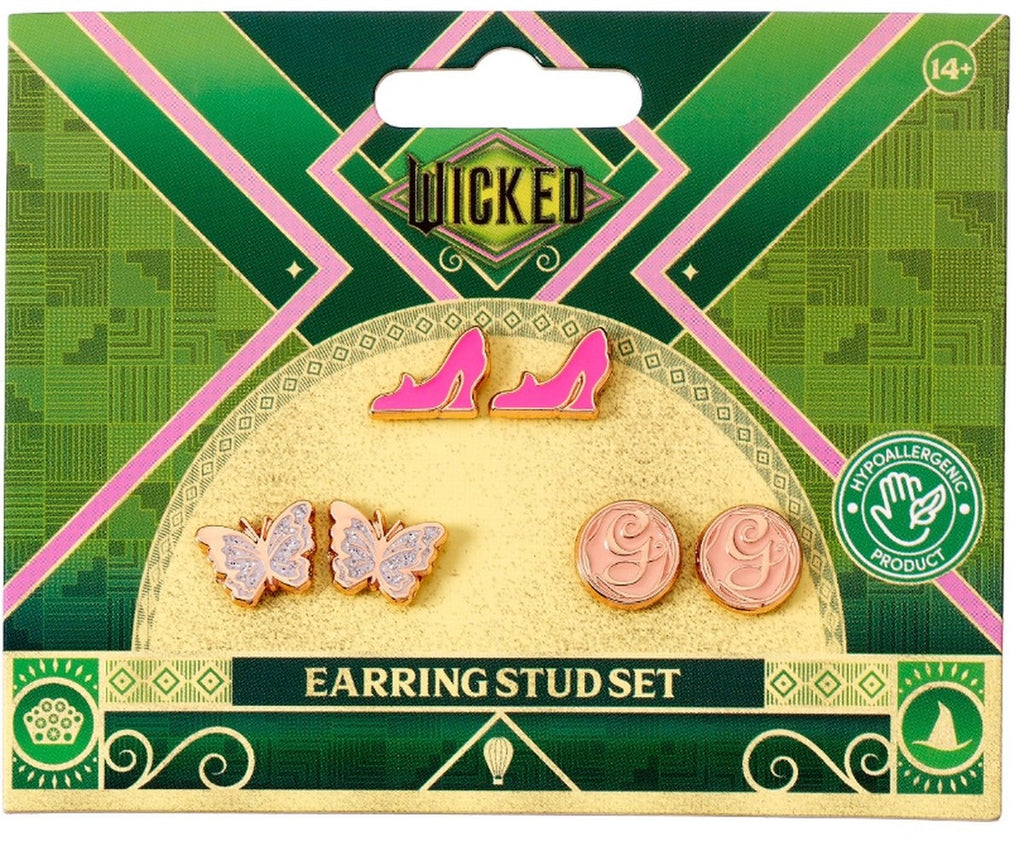 The Carat Shop – wicked glinda rose goudkleurige vlinder – glinda's g initiaal, schoen en vlinder stud oorbellen