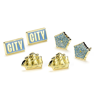 The Carat Shop – manchester city voetbal club set van drie oorbellen