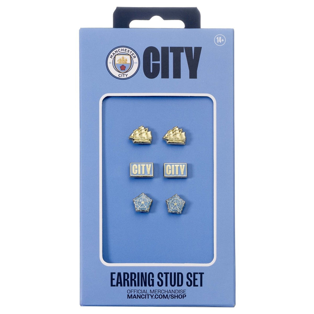 The Carat Shop – manchester city voetbal club set van drie oorbellen
