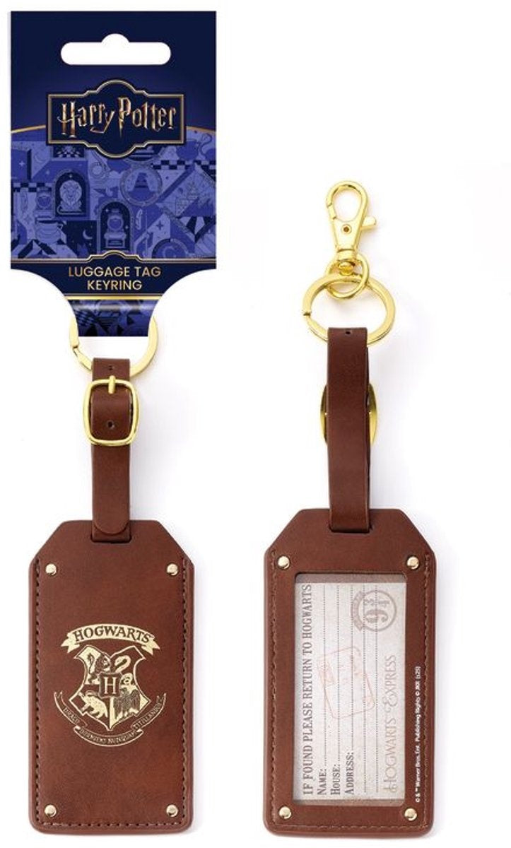 The Carat Shop – Harry Potter bagagelabel en sleutelhanger – hogwarts wapen – bruin