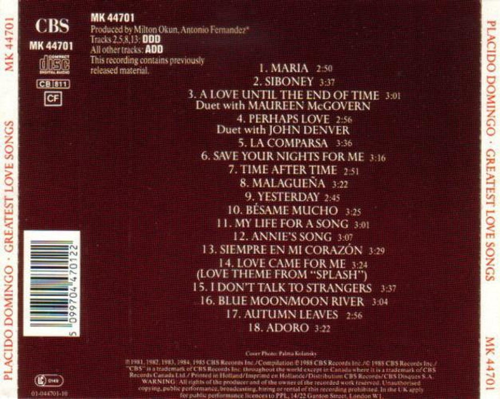 Greatest love songs – CD