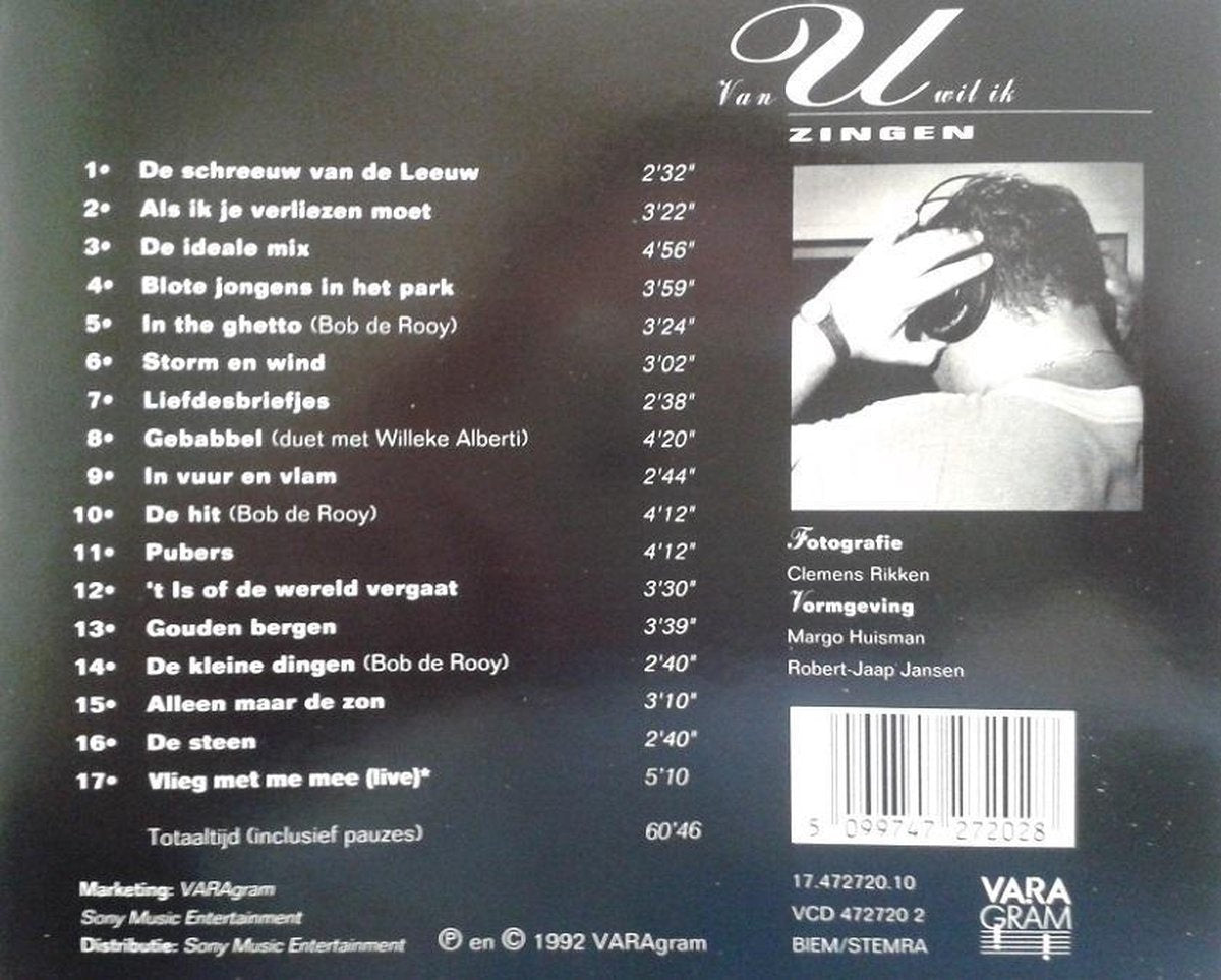 Van u wil ik zingen – CD