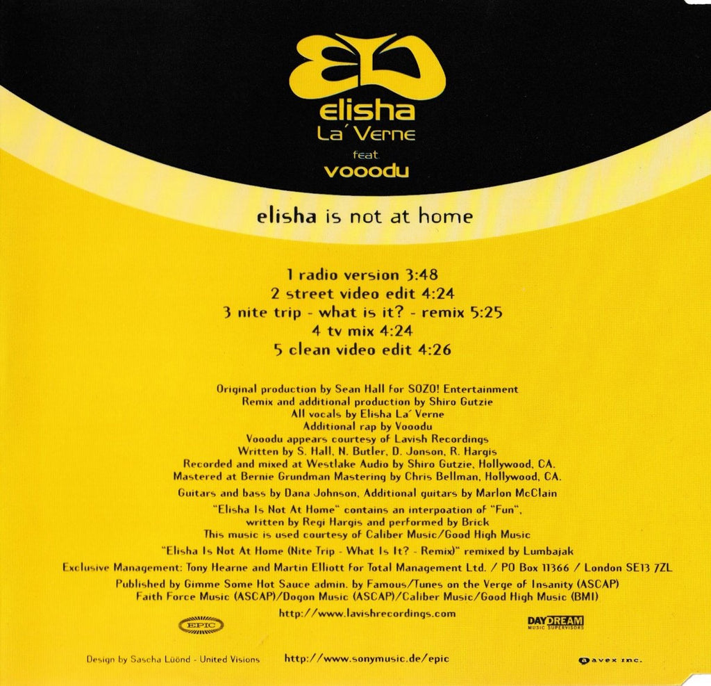 Elisha la verne feat vooodu – elisha is not at home – cdsingle – CD