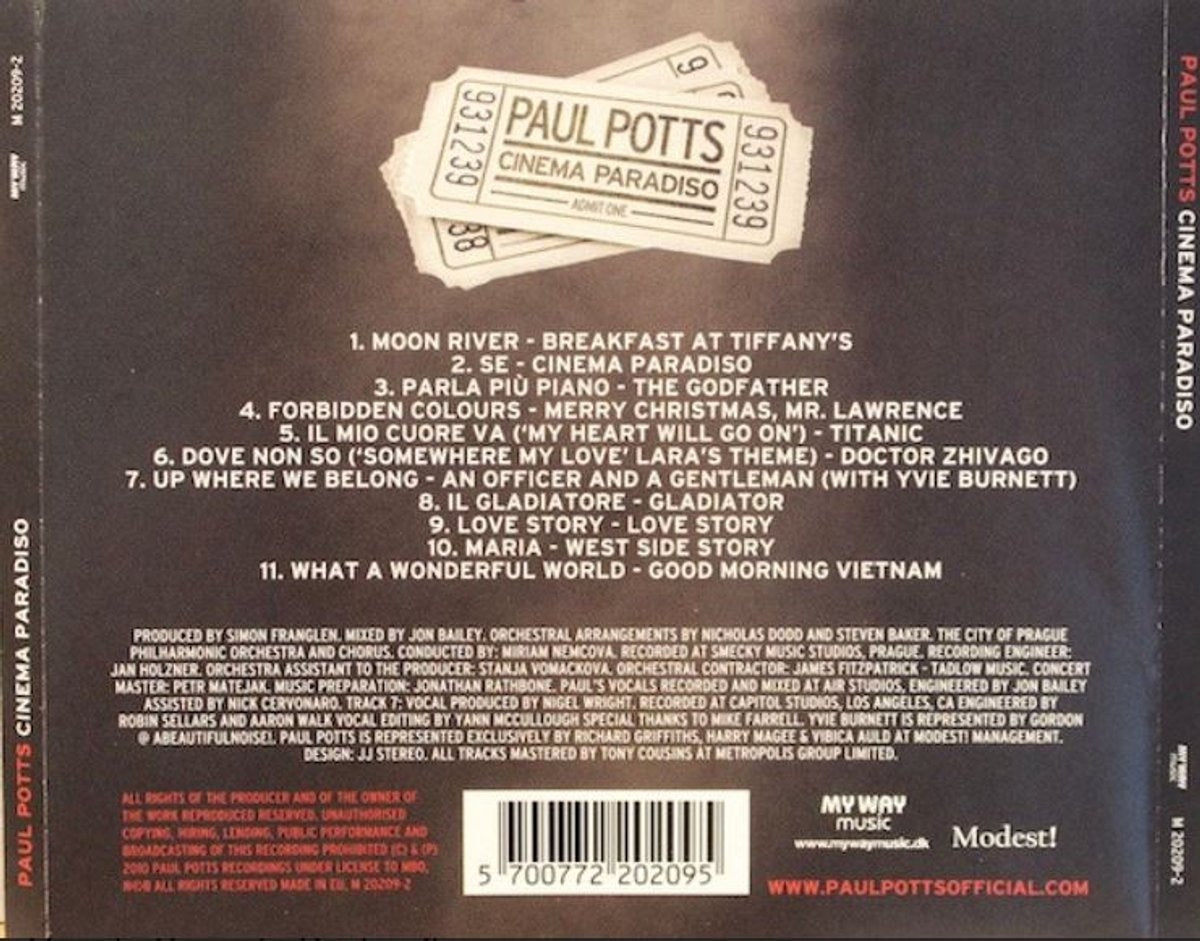 Paul potts – cinema paradiso (CD)