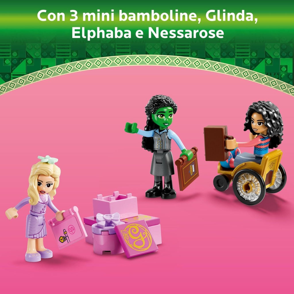 Lego wicked glinda, elphaba en nessarose op shiz university speelgoed boot en poppenhuis set 75681