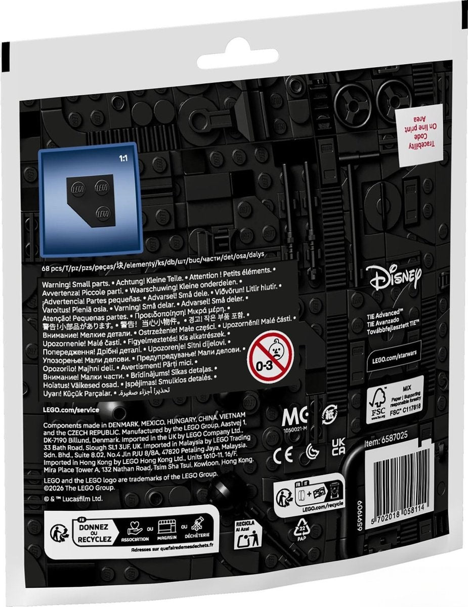 Lego star wars – tie advanced minimodel (paperbag) – 30727