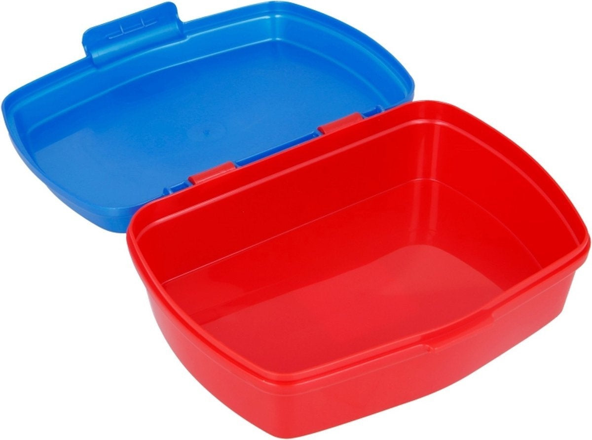 Broodtrommel super mario plastic rood blauw (17 x 5.6 x 13.3 cm)