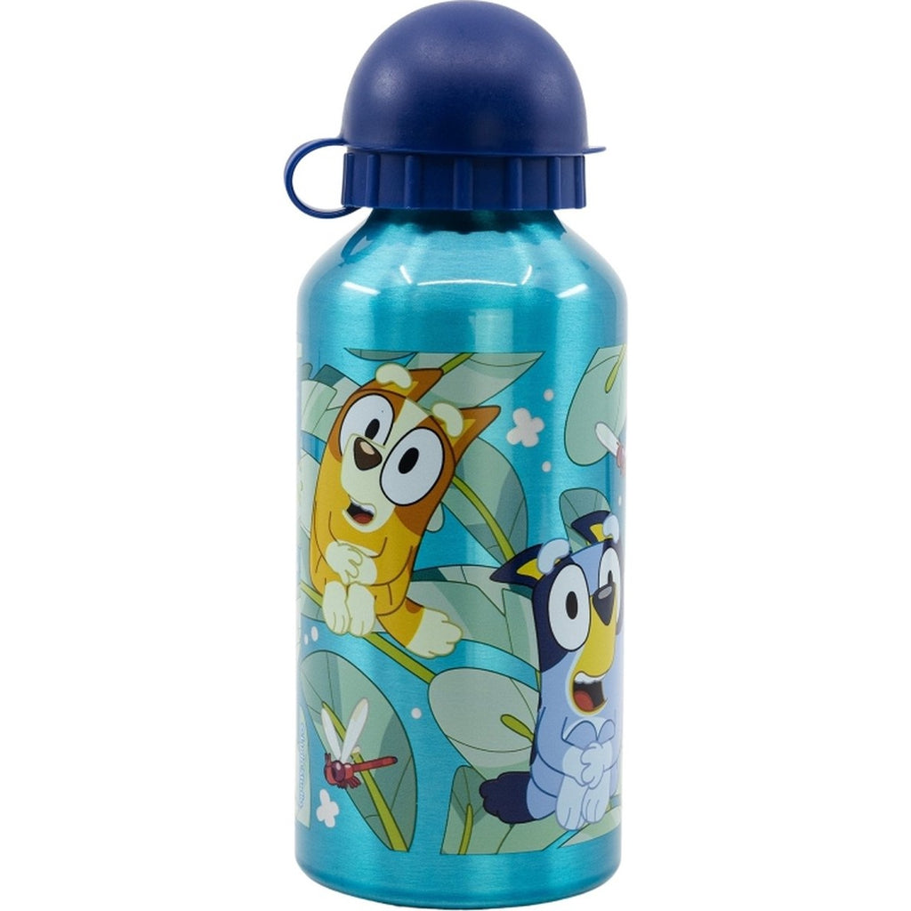 Bluey aluminium drinkfles – 400 ml – lichtgewicht – lekvrije schroefdop – drinkfles voor kinderen – groen/donkerblauw