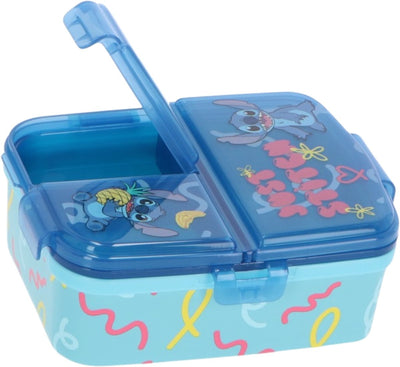 Stitch kinderlunchbox – broodtrommel met 4 vakken voor kinderen vanaf 4 jaar – vaatwasserbestendig & bpa-vrij – blauw