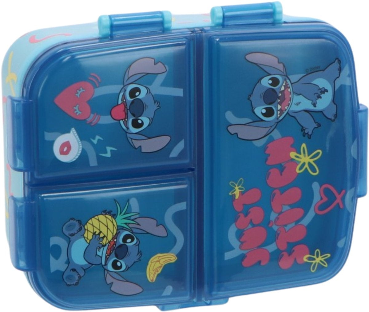 Stitch kinderlunchbox – broodtrommel met 4 vakken voor kinderen vanaf 4 jaar – vaatwasserbestendig & bpa-vrij – blauw