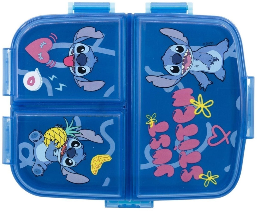 Stitch kinderlunchbox – broodtrommel met 4 vakken voor kinderen vanaf 4 jaar – vaatwasserbestendig & bpa-vrij – blauw