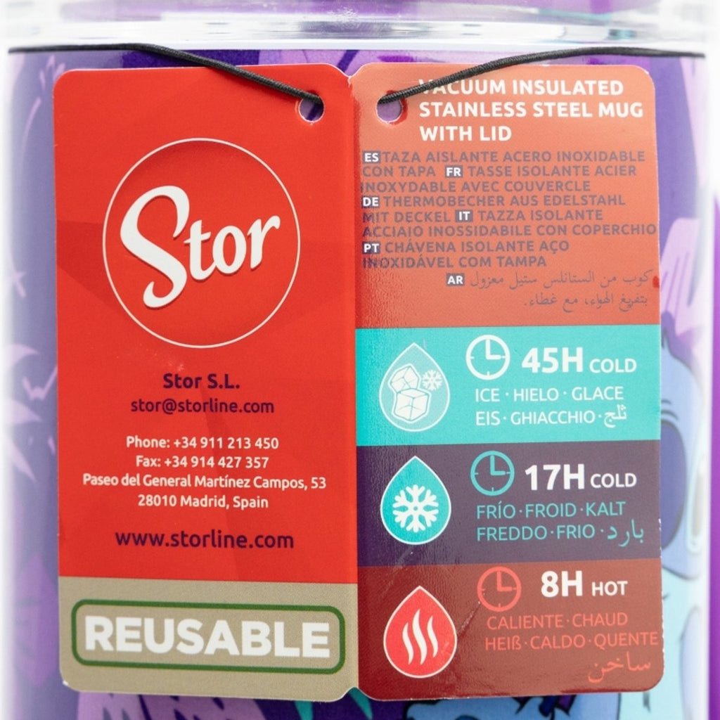 Stor roestvrij staal stitch xl thermo mok 940ml paars kinderen