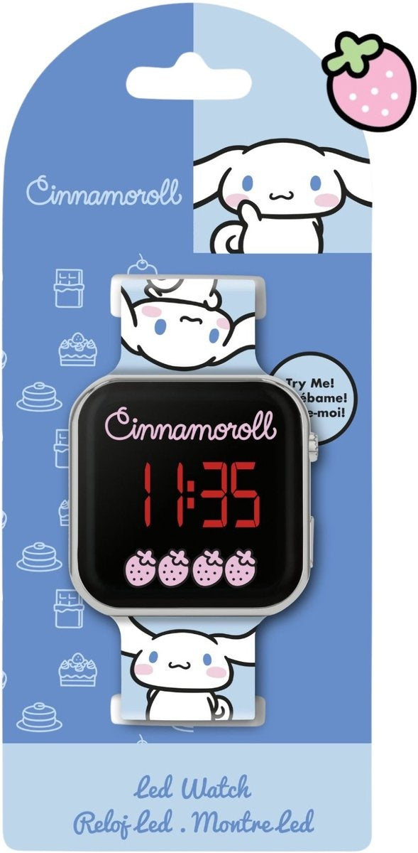 Hello kitty & friends cinnamoroll led kinderhorloge – digitaal horloge met led-display – verstelbare siliconen band – officieel sanrio kinderhorloge