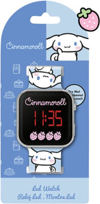 Hello kitty & friends cinnamoroll led kinderhorloge – digitaal horloge met led-display – verstelbare siliconen band – officieel sanrio kinderhorloge
