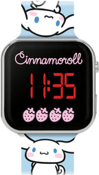 Hello kitty & friends cinnamoroll led kinderhorloge – digitaal horloge met led-display – verstelbare siliconen band – officieel sanrio kinderhorloge