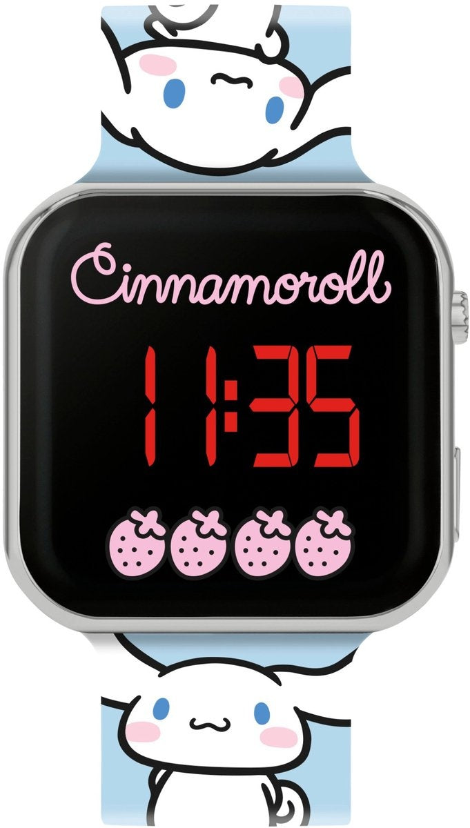 Hello kitty & friends cinnamoroll led kinderhorloge – digitaal horloge met led-display – verstelbare siliconen band – officieel sanrio kinderhorloge
