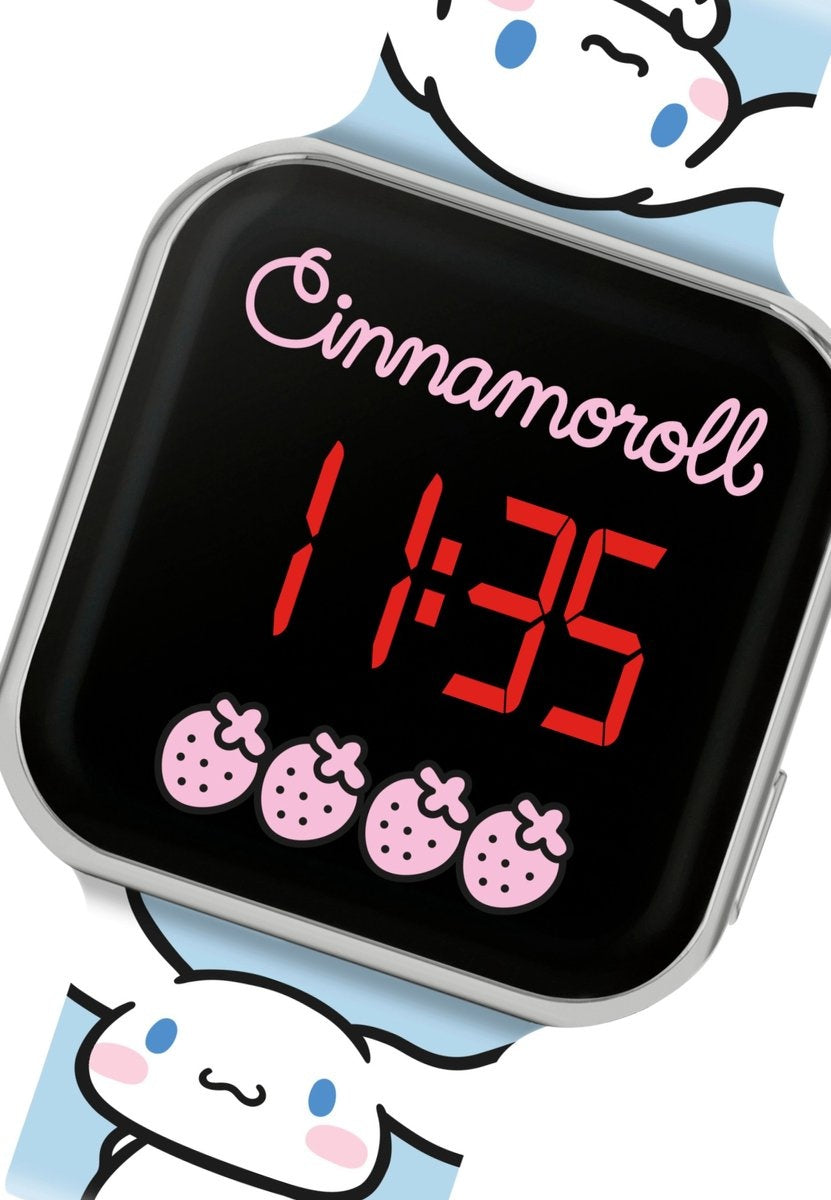 Hello kitty & friends cinnamoroll led kinderhorloge – digitaal horloge met led-display – verstelbare siliconen band – officieel sanrio kinderhorloge