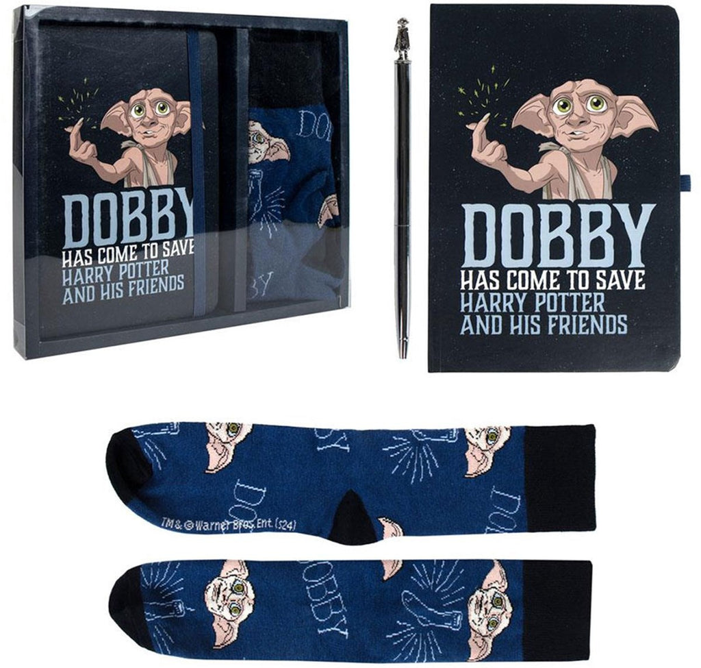 Harry Potter schrijfwaren cadeauset dobby a5 notitieboek, pen en sokken