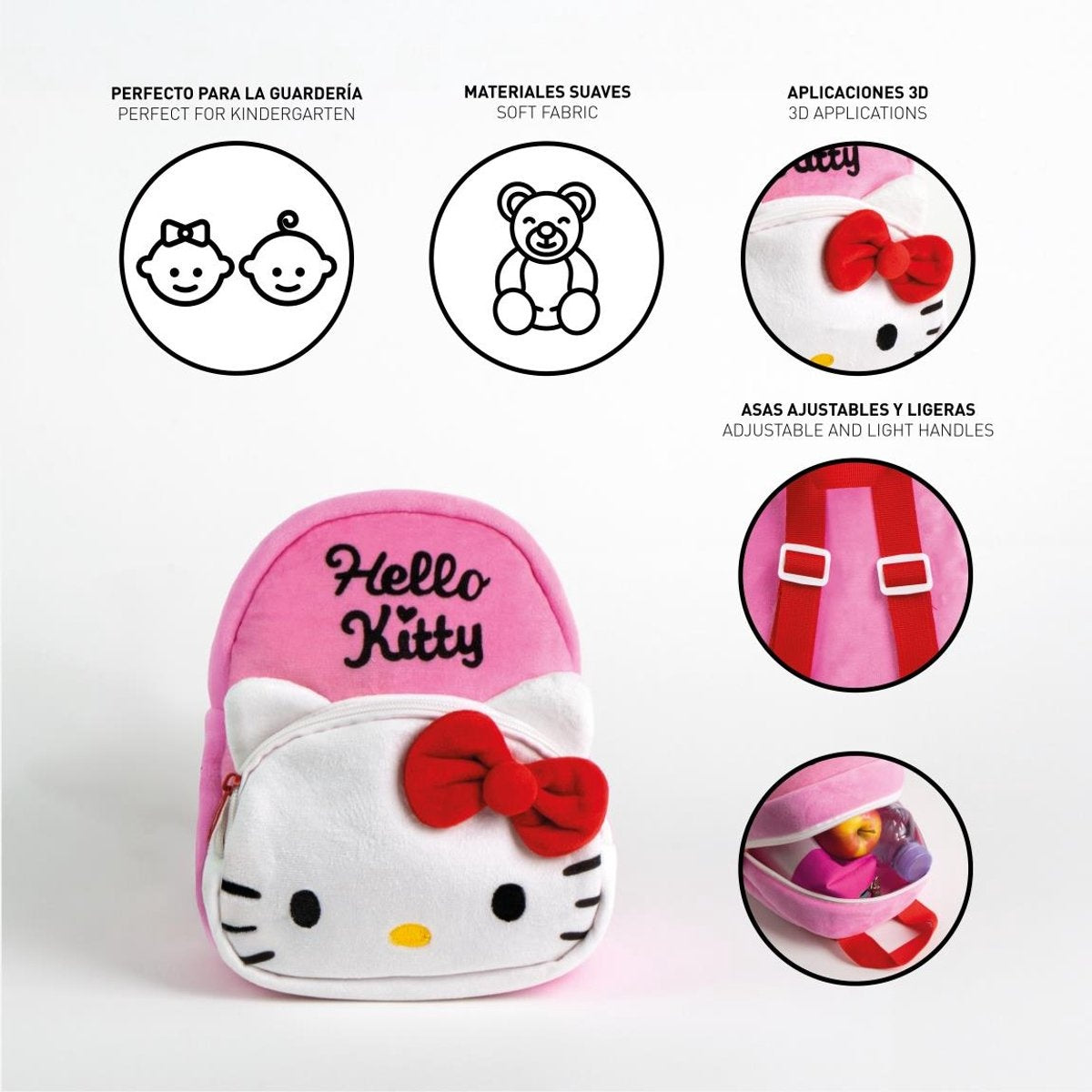 Hello kitty rugzak meisjes – peuter rugzak 3d – roze – hoogte 22 cm x breedte 20cm x diepte 6cm