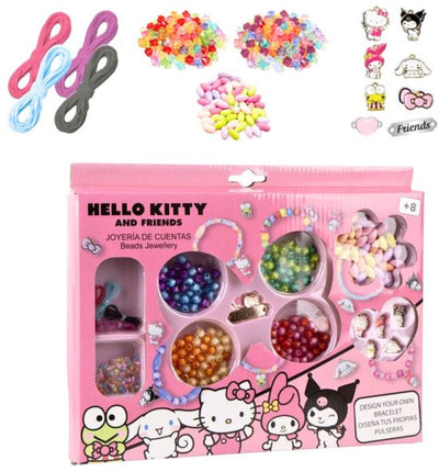 Hello kitty armbandjes maken set meisjes – diy sieraden set kinderen met kralen, bedels en koord