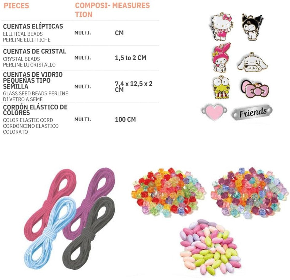 Hello kitty armbandjes maken set meisjes – diy sieraden set kinderen met kralen, bedels en koord