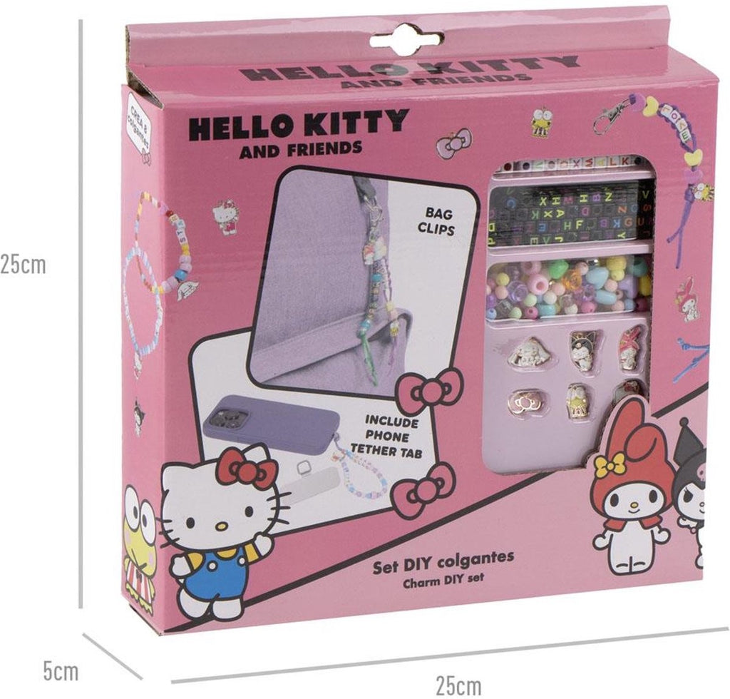 Hello kitty diy armbandjes en sleutelhangers set – 250+ kralen – inclusief bedels, koorden, clips en telefoonhanger – knutselset kinderen