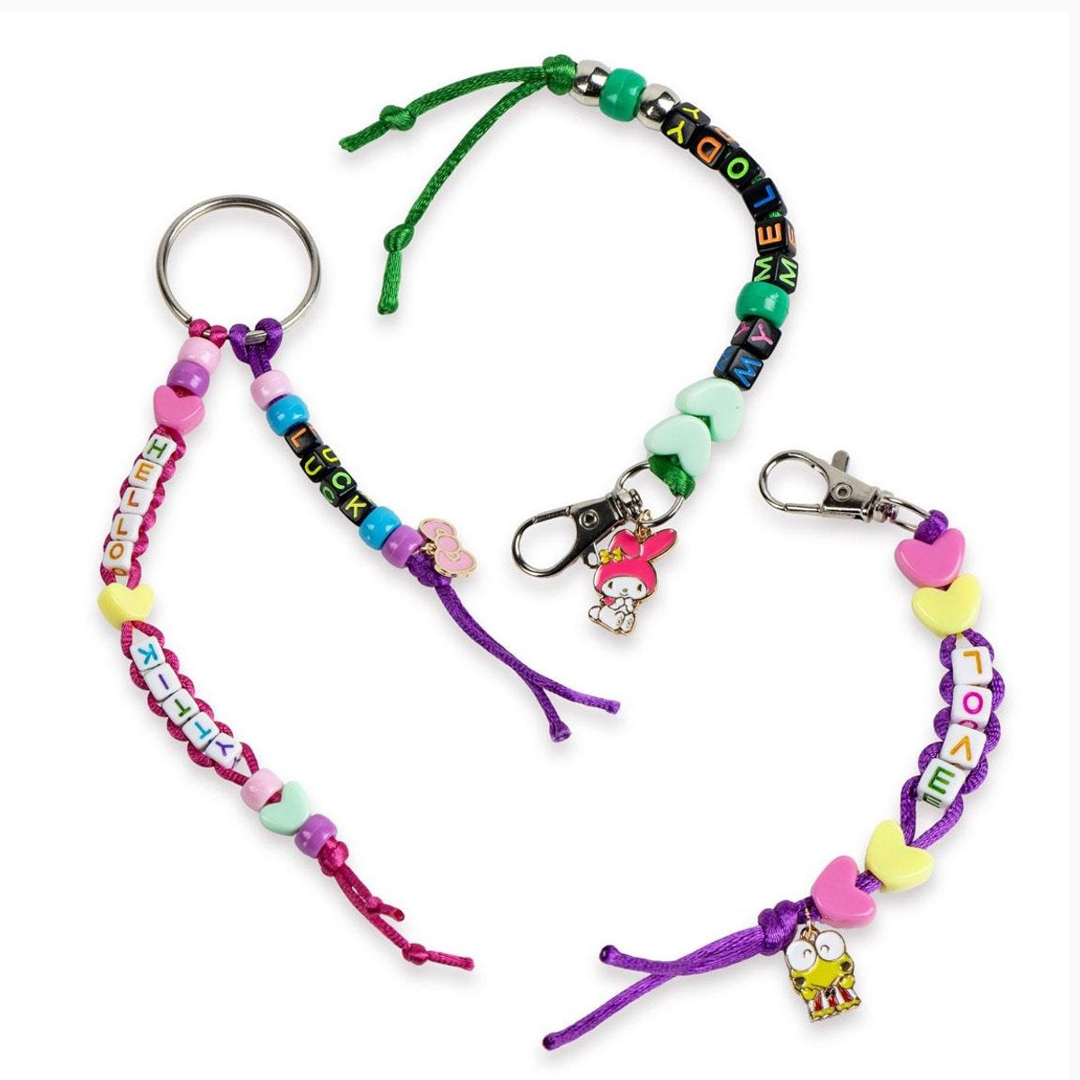 Hello kitty diy armbandjes en sleutelhangers set – 250+ kralen – inclusief bedels, koorden, clips en telefoonhanger – knutselset kinderen