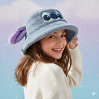 Stitch hoed meisjes – furry bucket hat – blauwe wintermuts met oren jongens – officieel disney