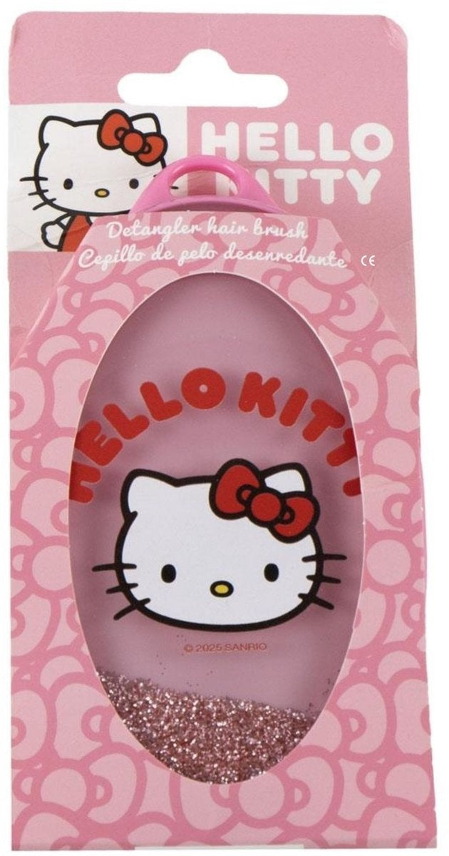 Hello kitty roze glitter haarborstel 13 cm