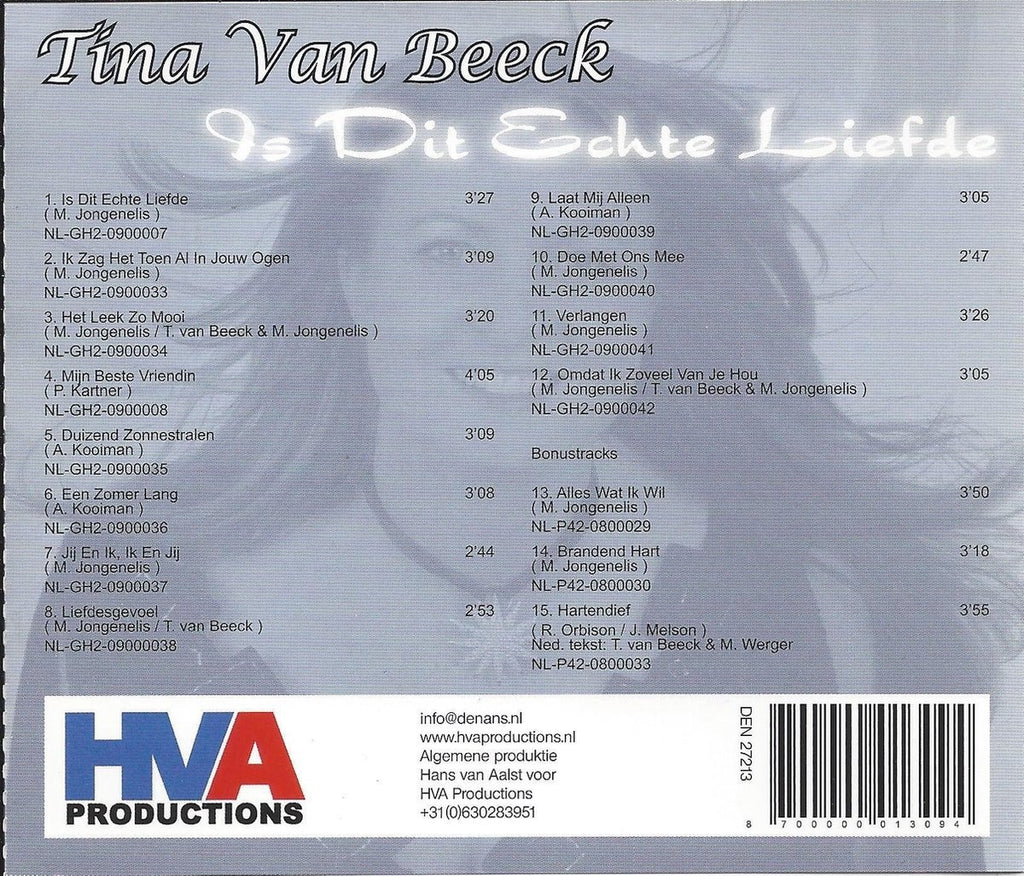 Tina van beeck – is dit echte liefde – CD