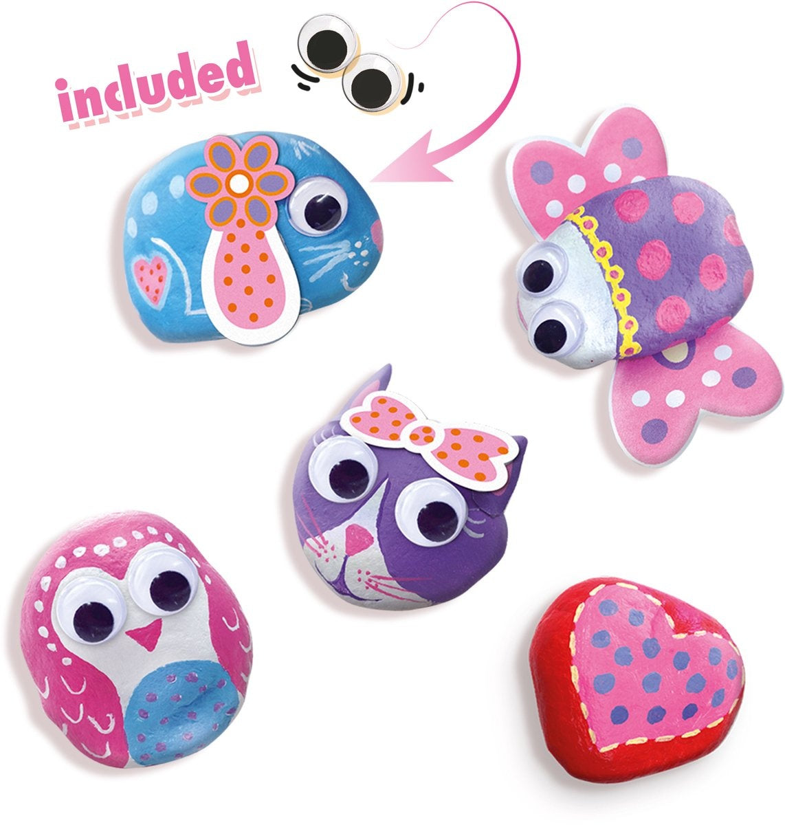 Ses creative – hobby pink – stenen schilderen – knutselen meisjes – 6 kleuren verf, penseel, gekleurde prints – vanaf 5 jaar