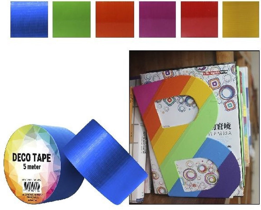 Deco tape uni kleur 6 kleuren 24 stuks