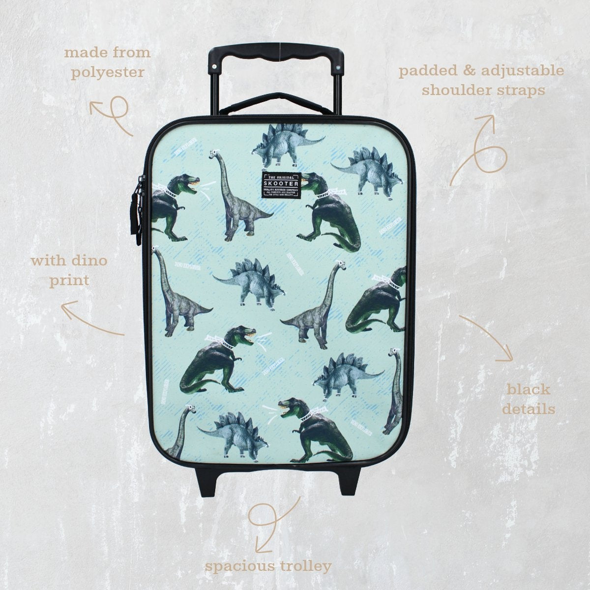Skooter boundless trolley koffer – blauw – dino – reiskoffer