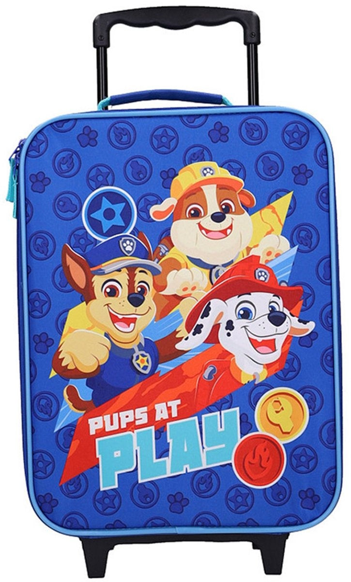 Paw patrol puptastic days trolley koffer – handbagage kind – softcase – 14 liter – 47 x 31 x 14 cm – blauw