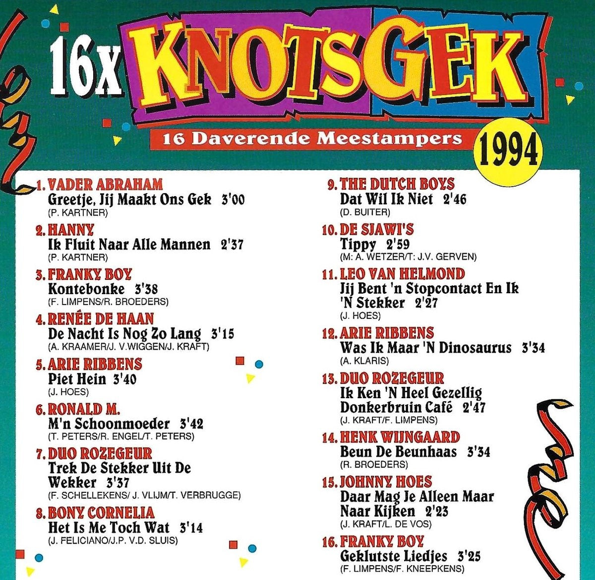 16x knotsgek – 16 daverende meestampers 1994 – CD