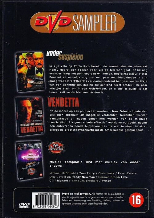 2 film DVD box under suspicion + vendetta + live music sampler DVD 2-disc edition