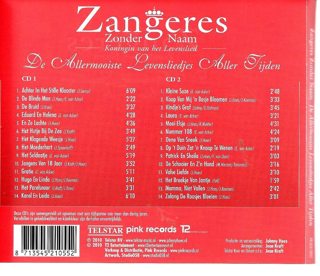 Zangeres zonder naam – de allermooiste levensliedjes aller tijden – CD