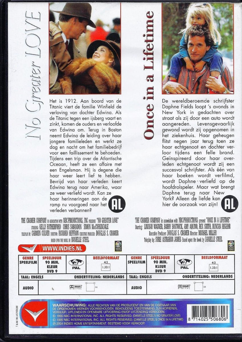 Danielle steel's – no greater love – once in a lifetime – DVD