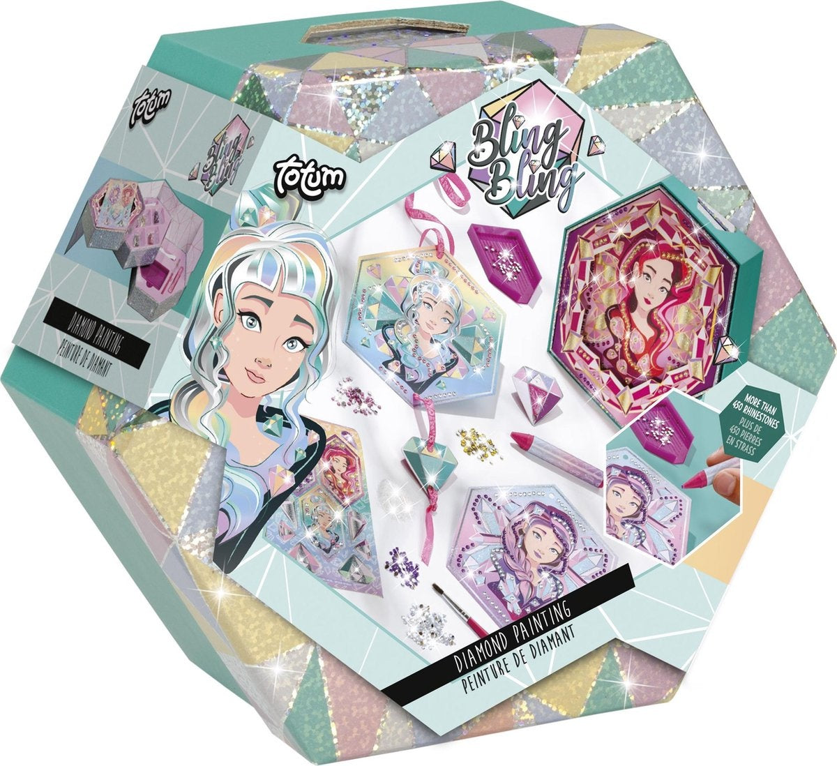 Totum bling bling diamond painting kaarten in luxe cadeau verpakking