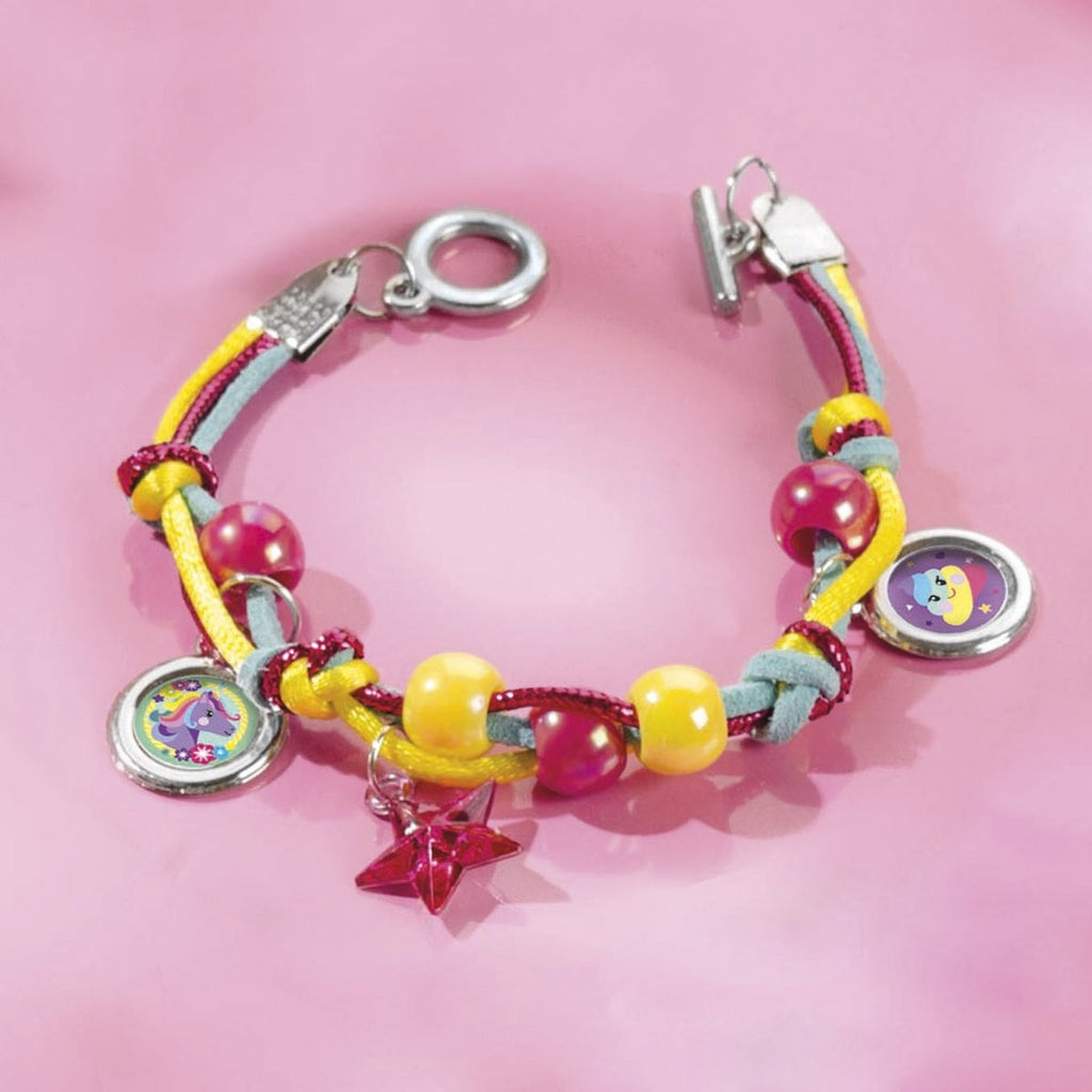 Totum unicorn sieraden maken – 2 armbandjes en 1 ketting – 25-delig – met metalen eenhoornbedel – speelgoed kinderen – knutselen – voor meisjes – vanaf 5 jaar