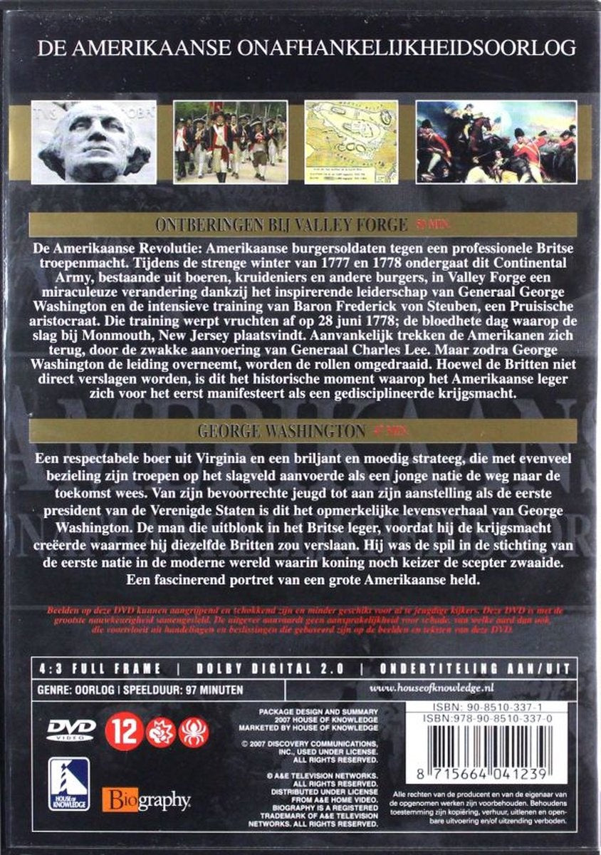De amerikaanse onafhankelijkheidsoorlog 1775-1783 – DVD