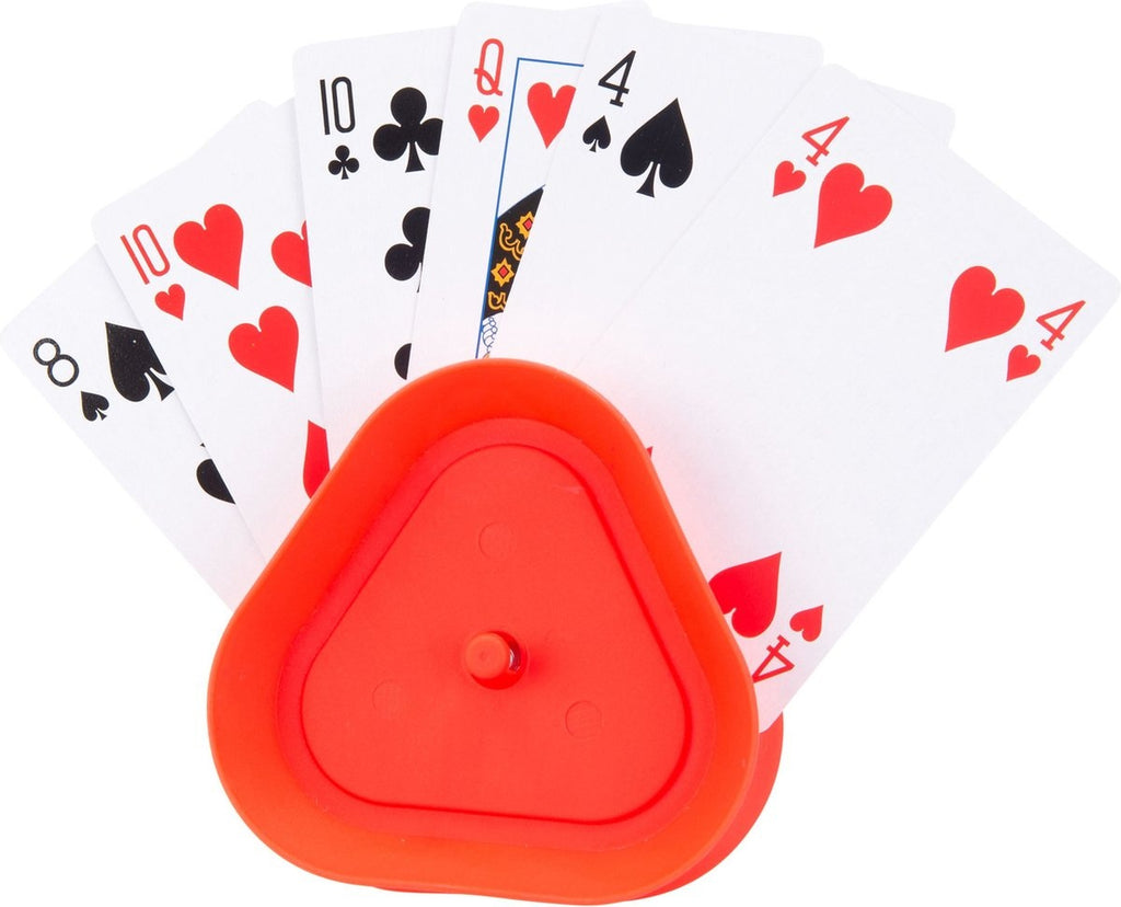Kaarthouder – kunststof – in doosje – 8,6 x 8,6 x 2,6 cm – kaartenhouder voor kaartspellen – handige speelaccessoire – engelhart