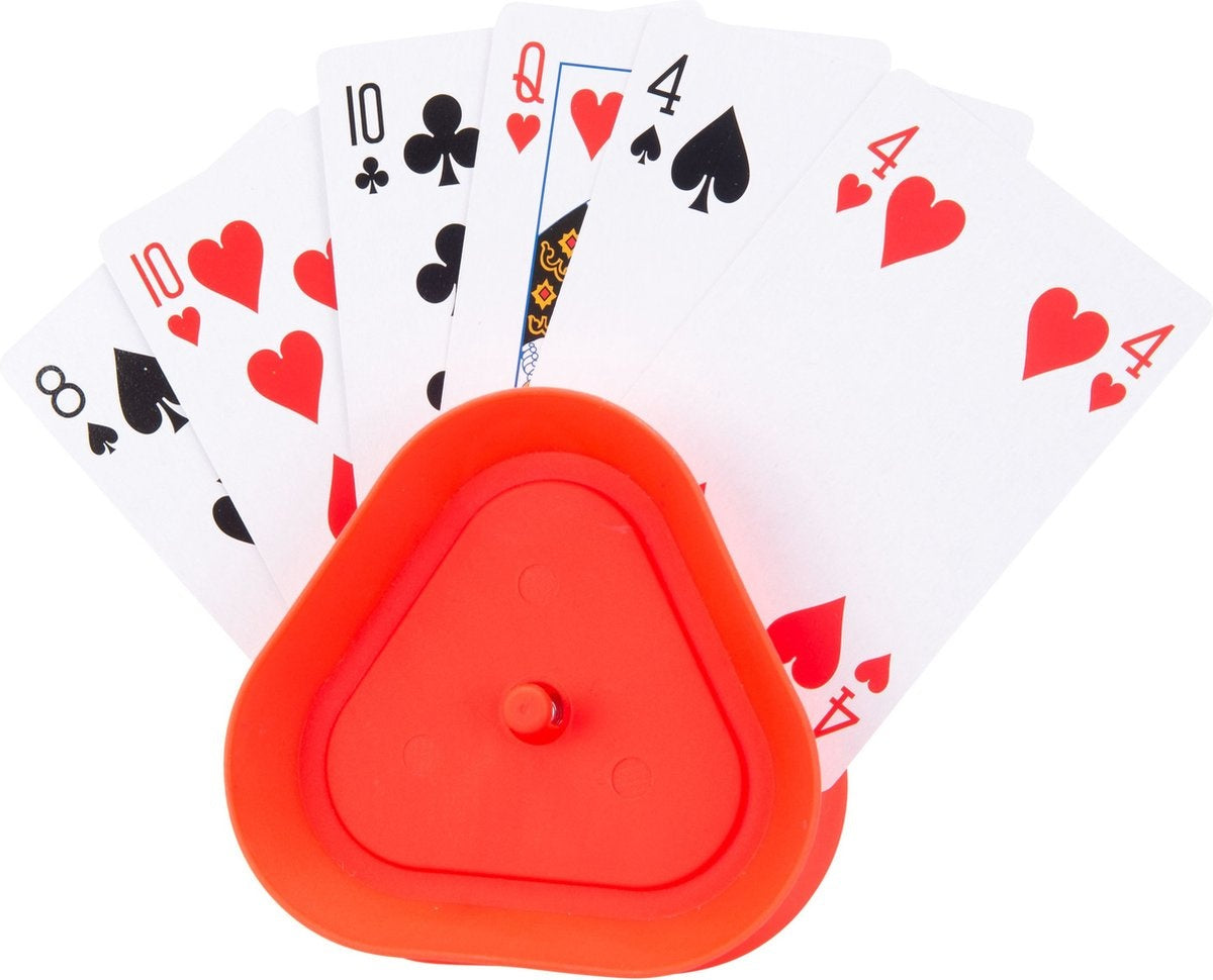Kaarthouder – kunststof – in doosje – 8,6 x 8,6 x 2,6 cm – kaartenhouder voor kaartspellen – handige speelaccessoire – engelhart