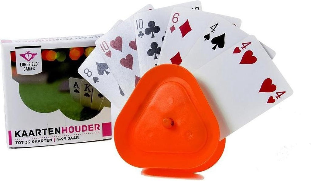 Kaarthouder – kunststof – in doosje – 8,6 x 8,6 x 2,6 cm – kaartenhouder voor kaartspellen – handige speelaccessoire – engelhart
